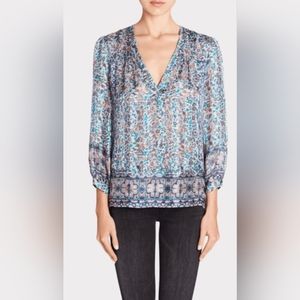 Joie Frazier metallic silk blouse, size S, color Dusty Mink